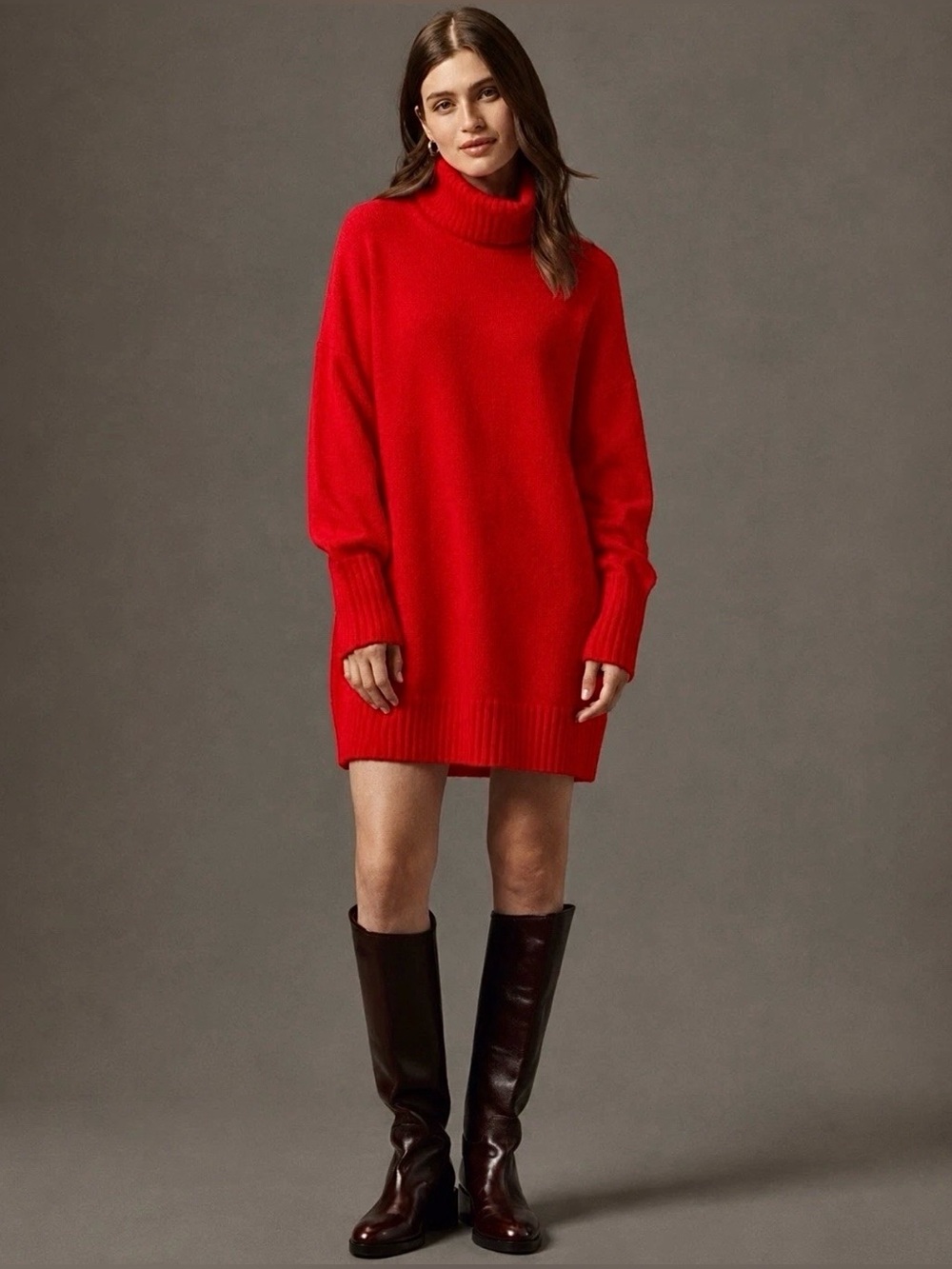 🛍️ NWT NWT Antonio Melani Luxury 100% Cashmere Sweater Dress in Scarlet Red
